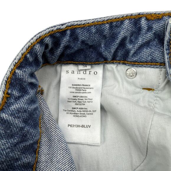 SANDRO Straight Cut High Waisted Jean Size 24 Raw Cut Off Hem - Picture 7 of 9